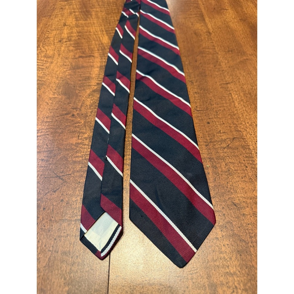 Brooks Brothers Makers Men's All Silk Tie Navy Burgundy Repp Stripe Made USA
